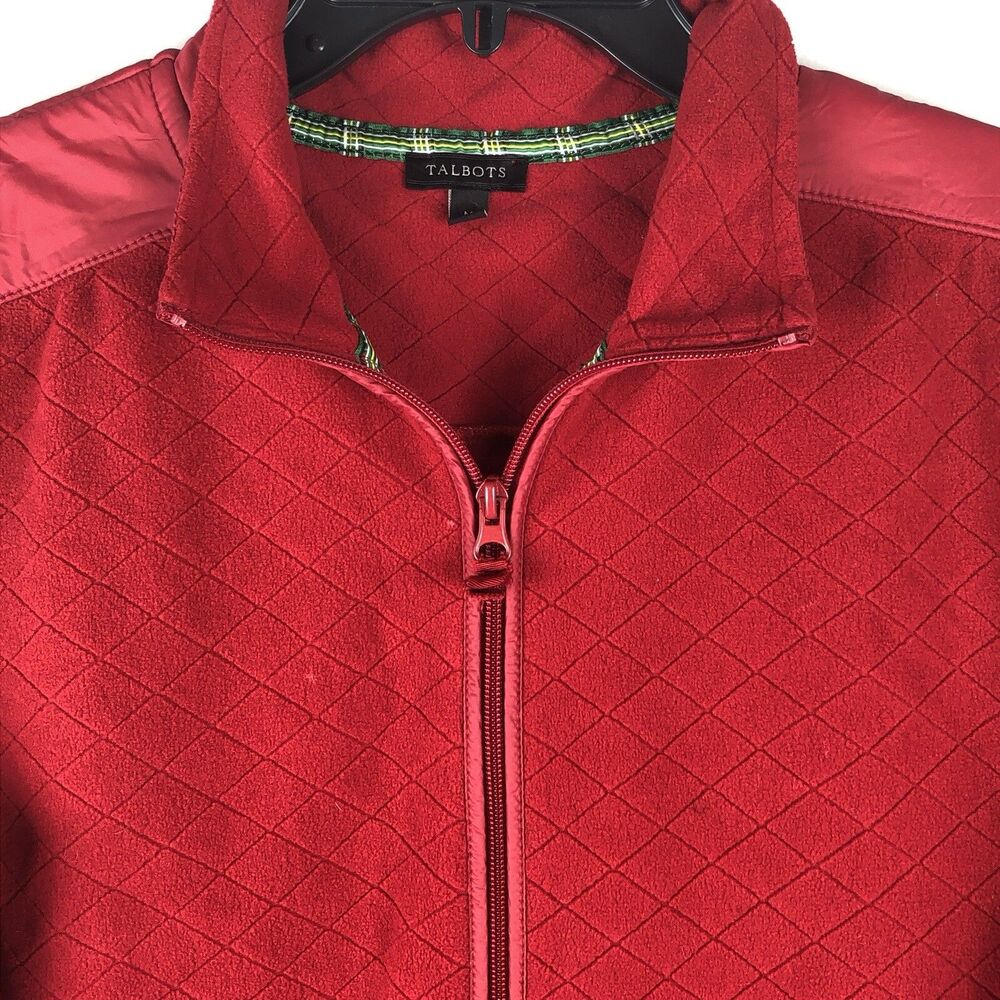 Talbots Womens Quilted Zip Up Jacket sz M Red Outdoor Comfort Fleece Causal - Picture 2 of 7
